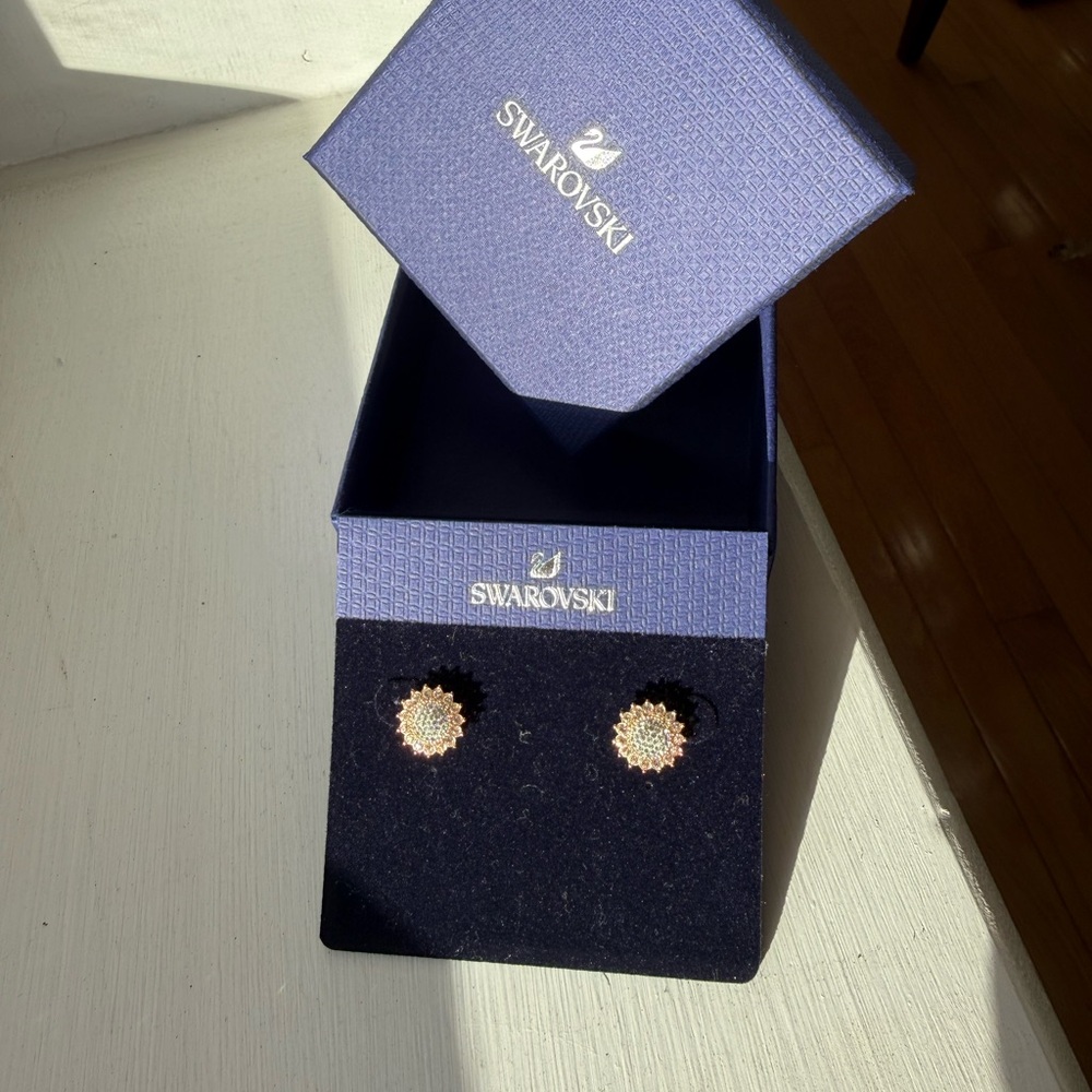 Swarovski Rose Gold Earrings NIB